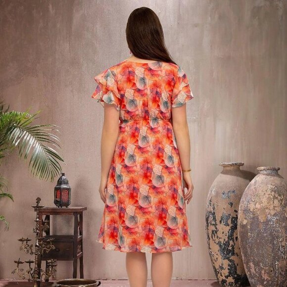 Red Printed Dress | Harmony Hues Collection | Muvvas Boutique - Picture 5 of 6